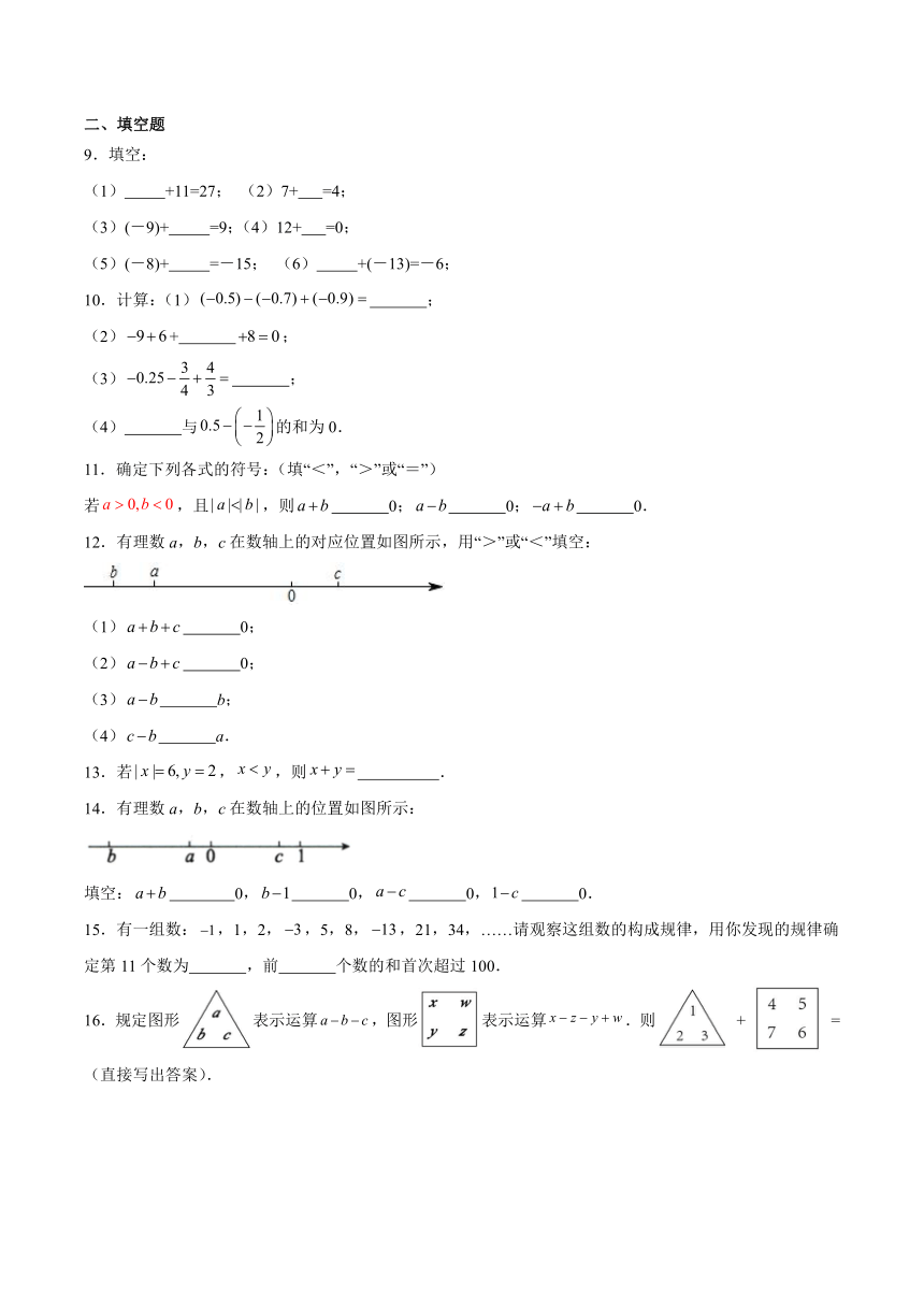 人教版七年级上册数学第一章《有理数》 1.3 有理数的加减法  计算题专项练习（含解析）