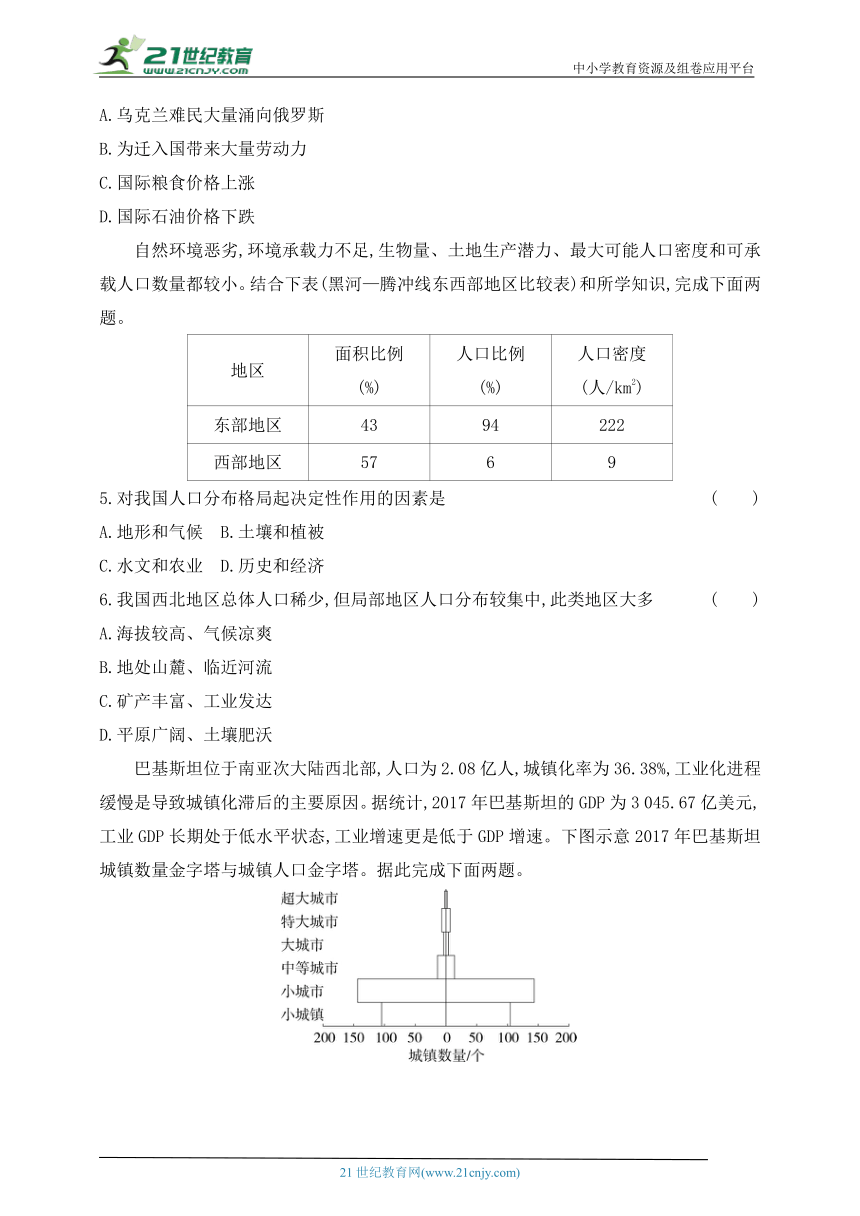 2024中图版高中地理必修第二册同步练习题--期中学业水平检测（含解析）