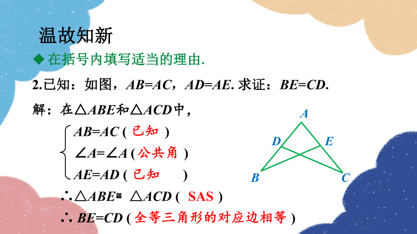 浙教版数学八年级上册 1.5全等三角形的判定第3课时 “角边角”课件(共19张PPT)