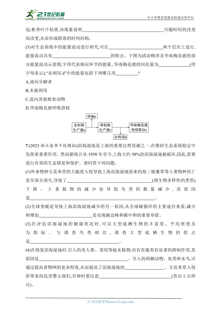 2025浙科版新教材生物学高考第一轮基础练--热点练7　种群、群落与生态系统的综合（含解析）