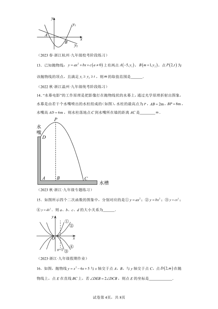 第1章二次函数章末重难点检测卷（含解析）2023-2024学年九年级数学上册浙教版