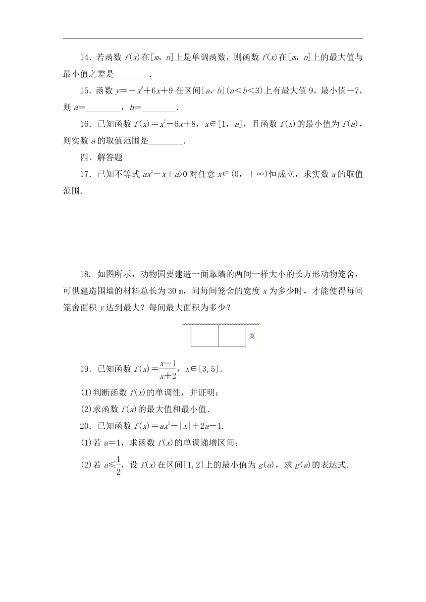 2023-2024学年人教A版数学必修第一册综合测试第三章  3.2  3.2.1第2课时 函数的最大(小)值（解析版）