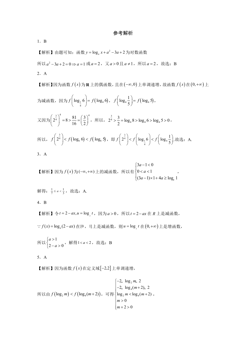 4.4  对数函数 课时作业（二）（含解析）