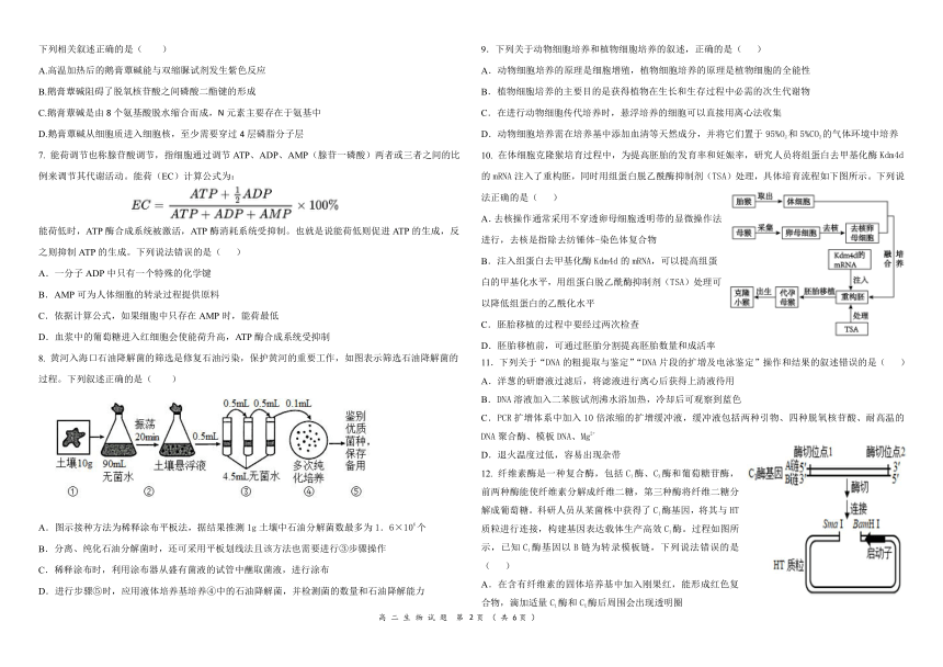 山东省东营市2022-2023学年高二下学期期末 生物试卷（PDF版含答案）