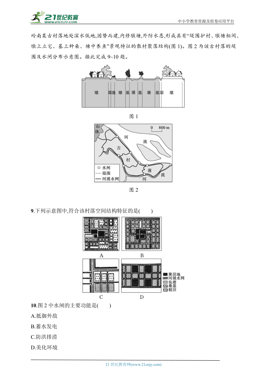 2024浙江专版新教材地理高考第一轮基础练--考点分层练50　城乡土地利用和城乡空间结构（含解析）