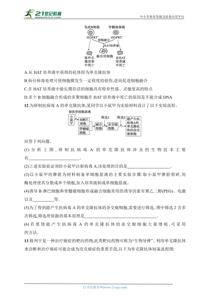 2025浙科版新教材生物学高考第一轮基础练--作业56　核移植及细胞融合技术（含解析）