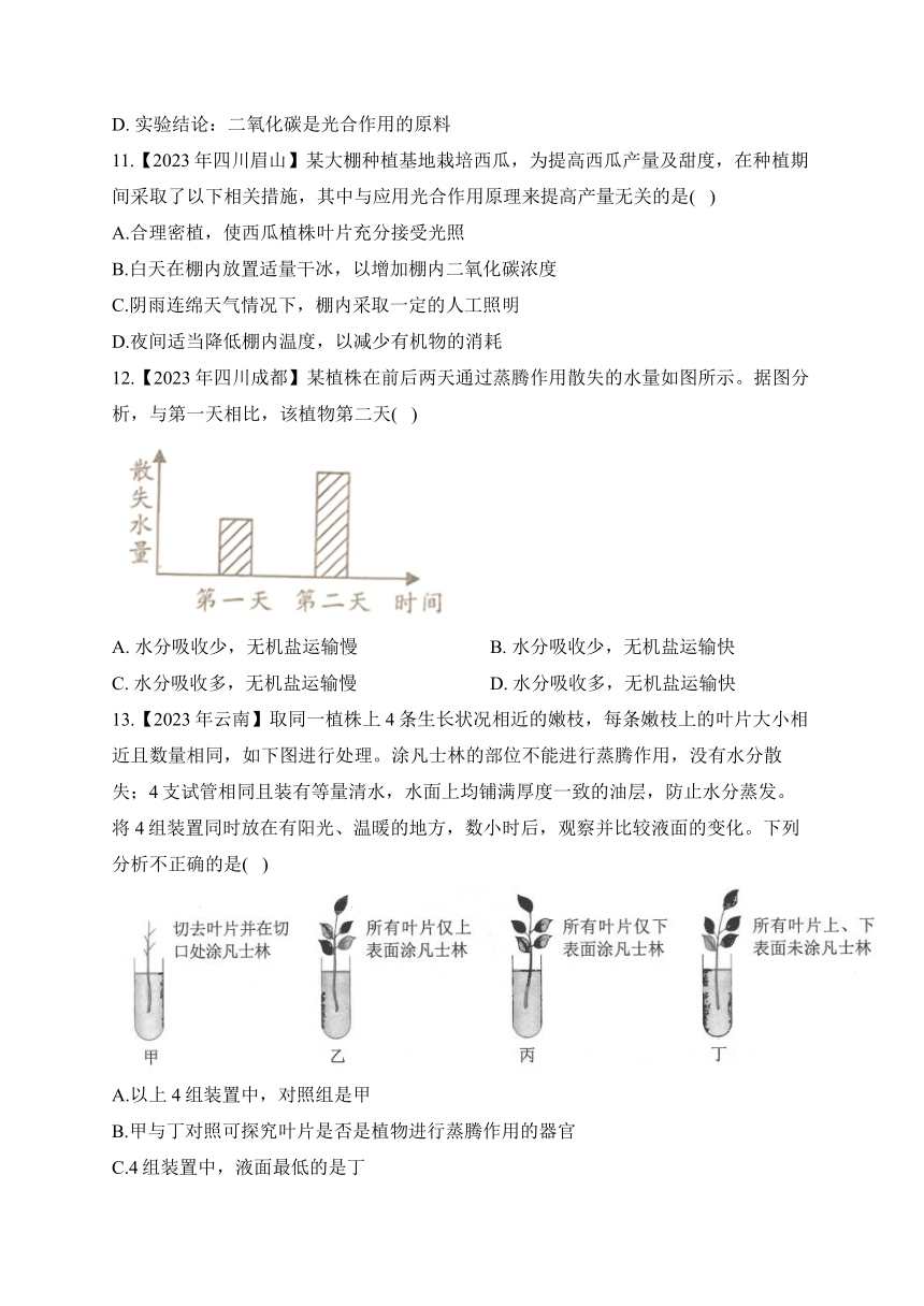 （4）绿色植物的三大作用——2023年中考生物真题专项汇编（含答案）