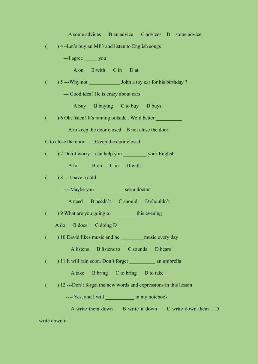 Module 1 Unit 3 Language in use .八年级上册同步小练习（含答案）