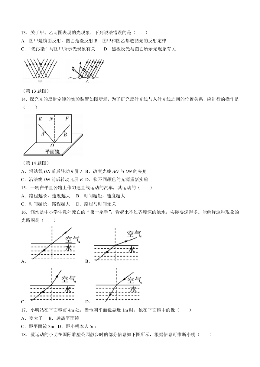 山东省临沂市河东区2023-2024学年八年级上学期期中考试物理试题（含答案）