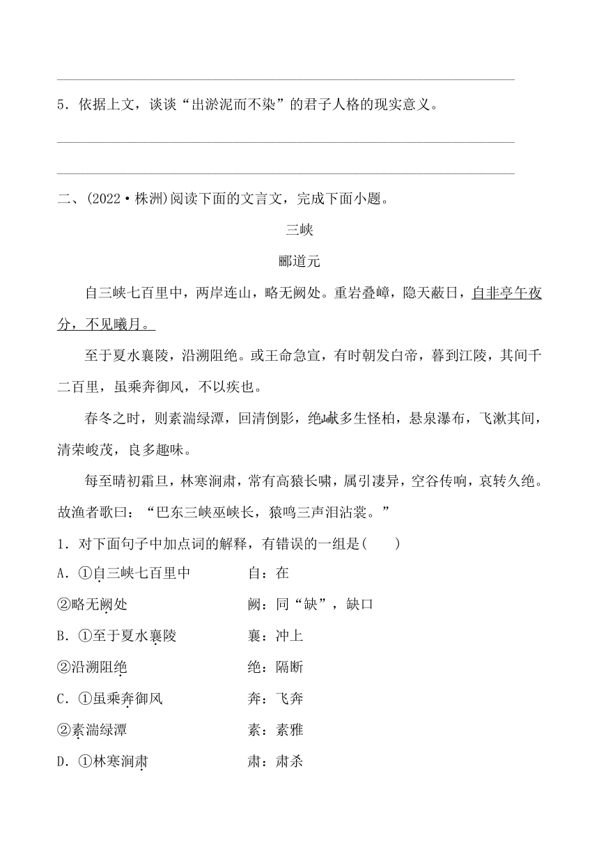 中考语文专题复习 专题十一 文言文阅读（含答案）