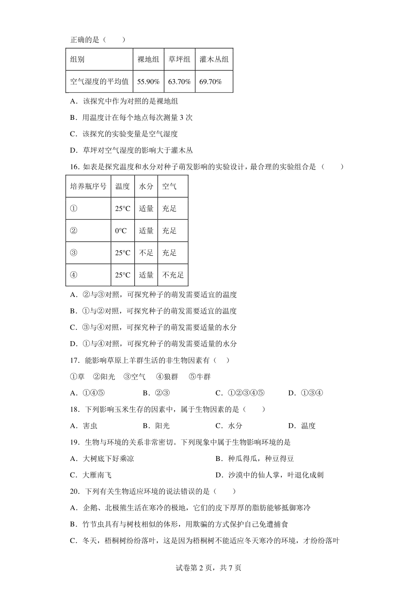 江苏省无锡市江阴市中学校2023-2024学年七年级上学期12月检测生物试卷（含解析）