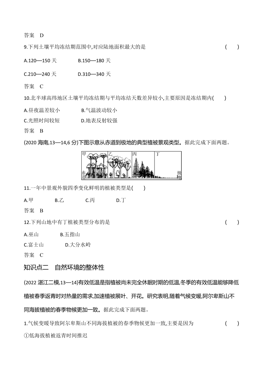 2024广东高考地理第一轮章节复习--专题六自然环境的整体性与差异性(含答案)