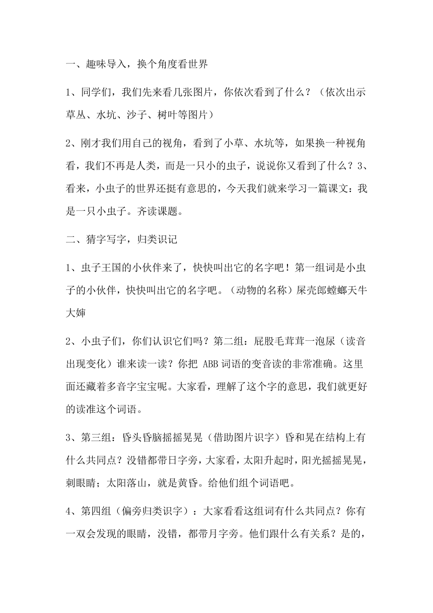 11我是一只小虫子 教学设计