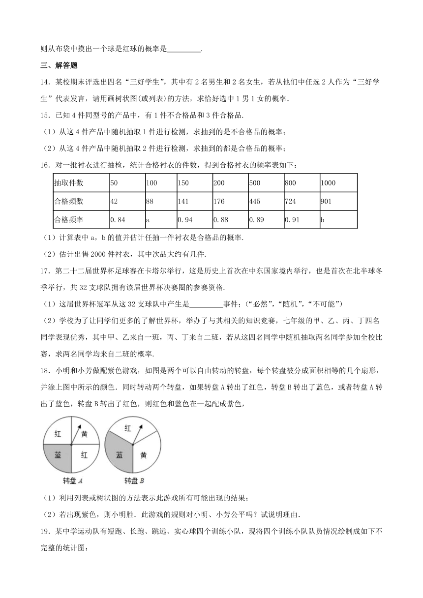 第二十五章 概率初步 单元练习（含答案） 2023—2024学年人教版数学九年级上册