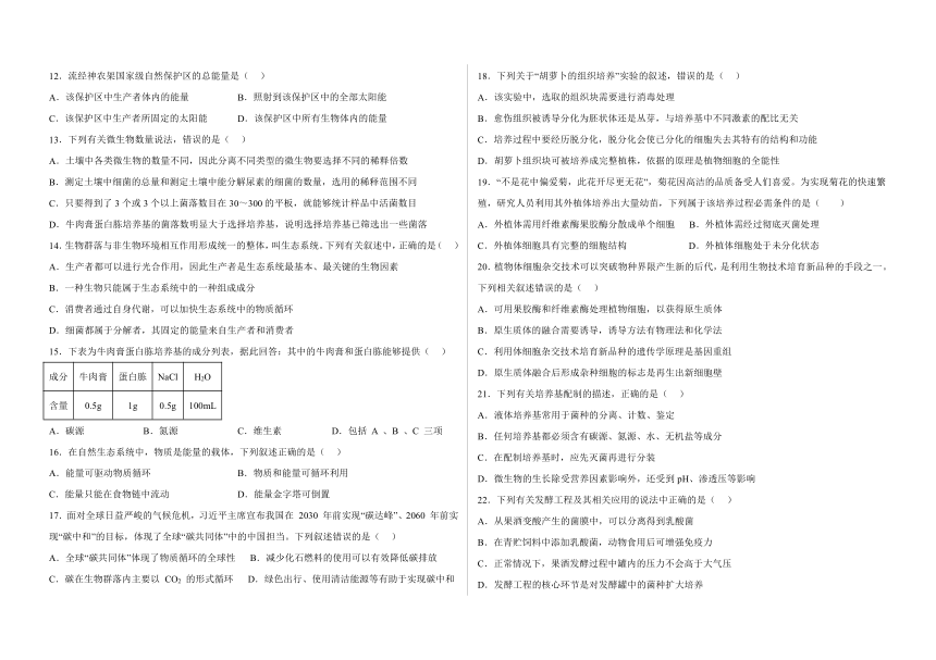 新疆维吾尔自治区第二师八一中学2022-2023学年高二下学期期中考试生物学试题（Word版含答案）