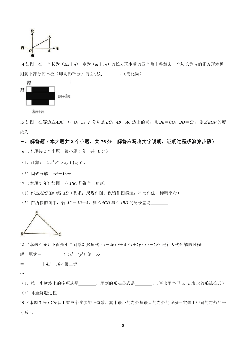 山西省朔州市多校2023-2024学年八年级上学期月考数学试题（含答案）