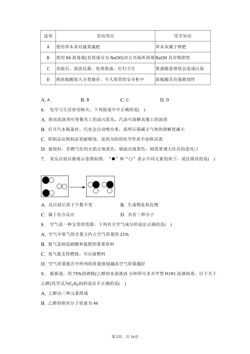 2023年安徽省合肥市高新区庆平希望学校中考化学模拟试卷（五）（含解析）