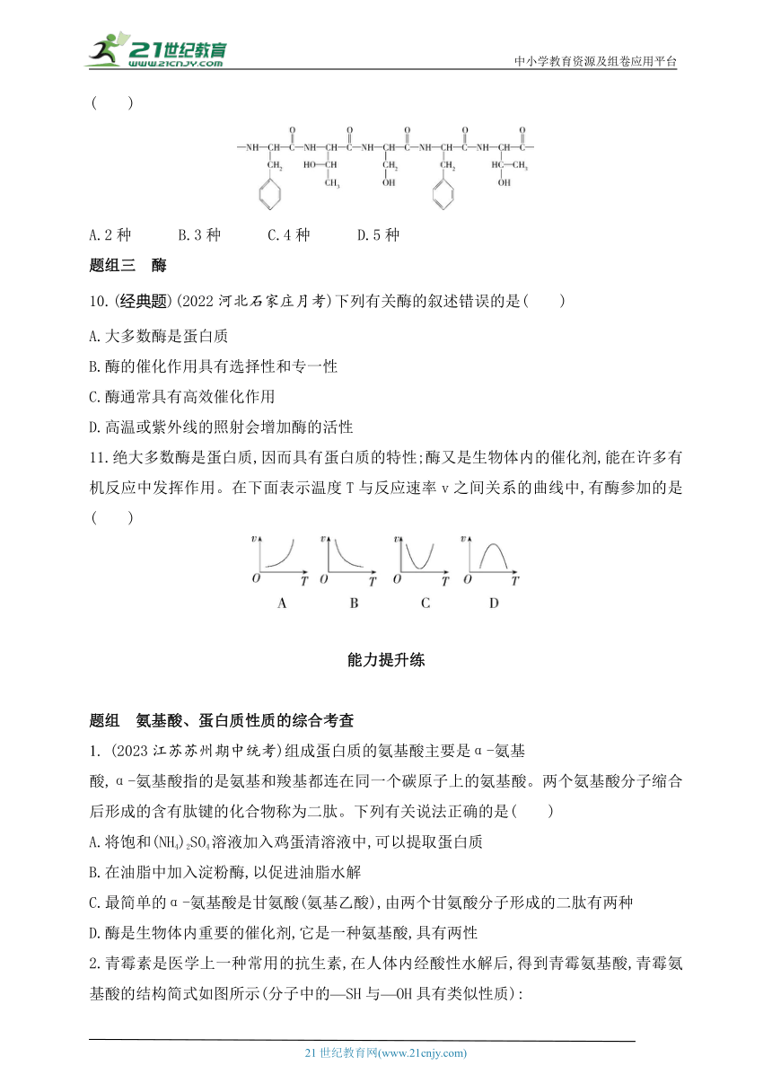 2024人教版高中化学选择性必修3同步练习题--第二节　蛋白质(共20张PPT)