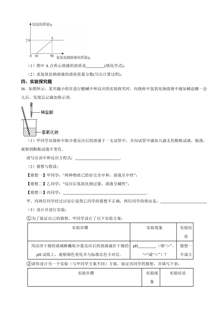 10.2 酸和碱的中和反应 同步练习（含答案）---2023-2024学年九年级化学人教版下册