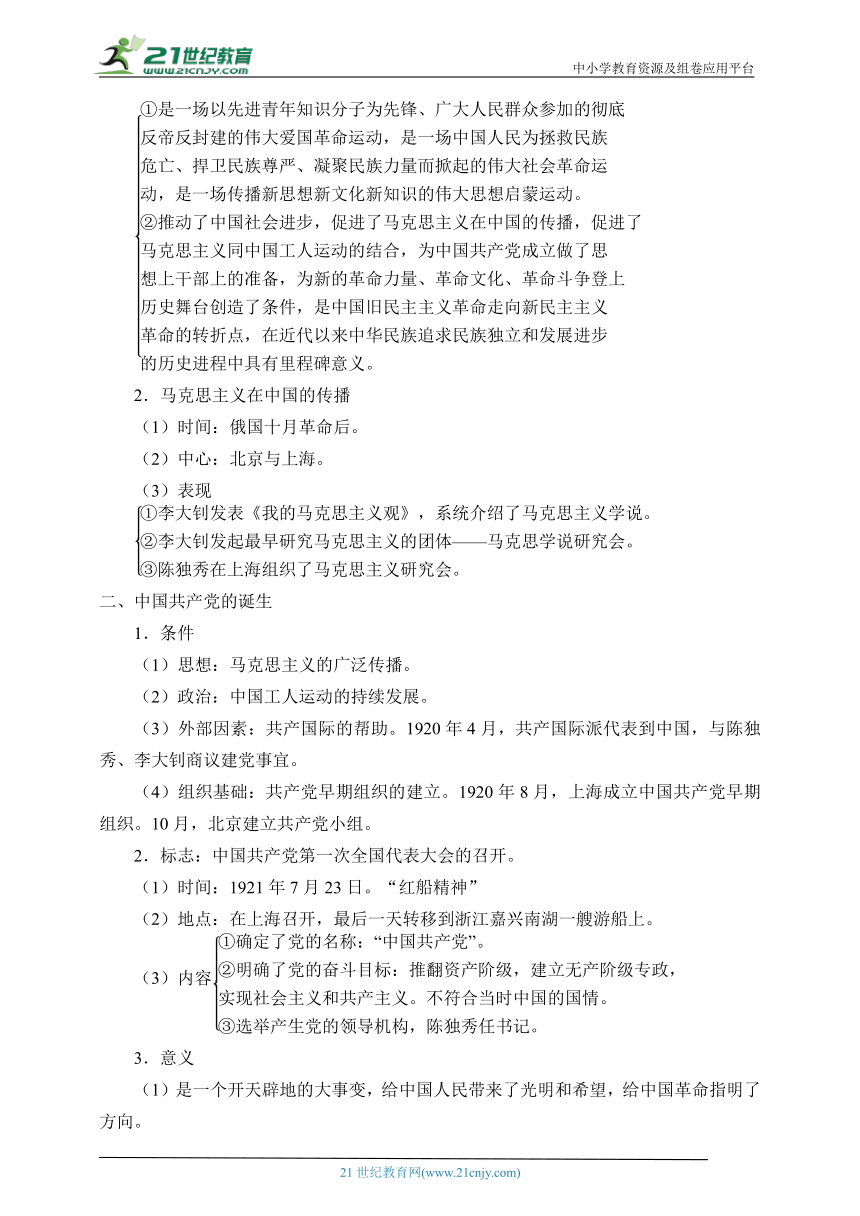 (学案)纲要（上）第21课五四运动与中国共产党的诞生