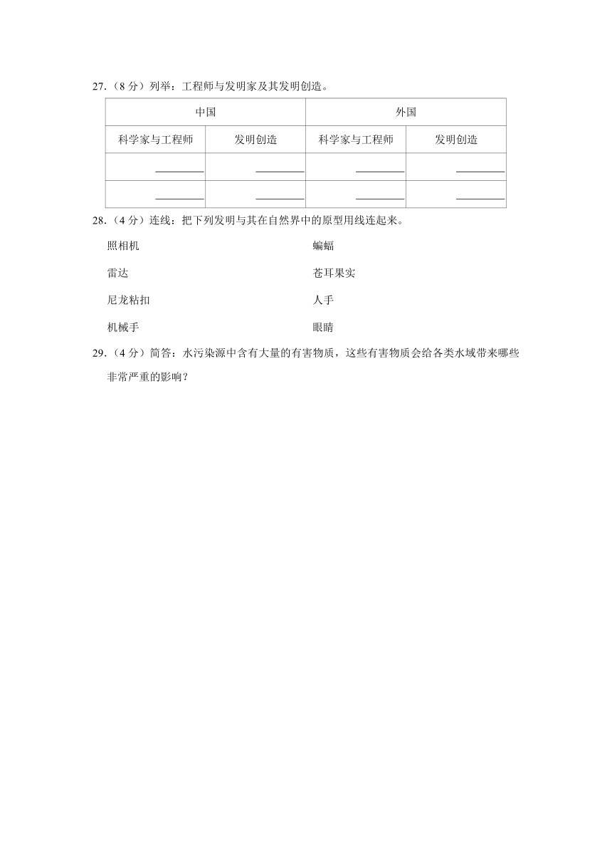 河北省保定市高阳县2022-2023学年六年级下学期科学期末试卷（含解析）