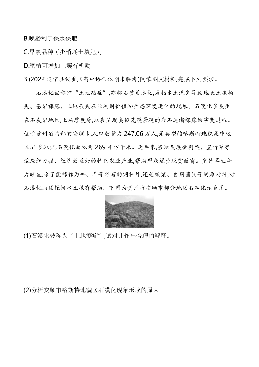 2024湘教版新教材高中地理选择性必修2同步练习--专题强化练7　生态脆弱区的综合治理（含解析）