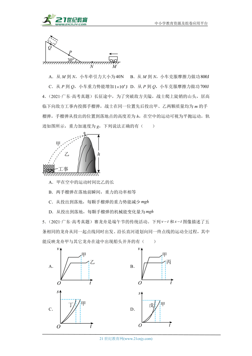 高考物理广东卷3年（2021-2023）真题汇编-力学（有解析）