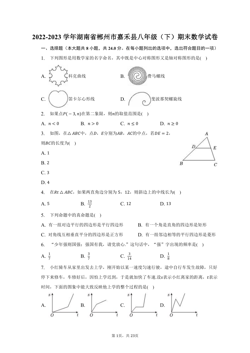 2022-2023学年湖南省郴州市嘉禾县八年级（下）期末数学试卷（含解析）