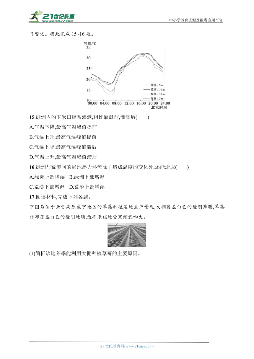 2024浙江专版新教材地理高考第一轮基础练--考点分层练22　大气的受热过程（含解析）