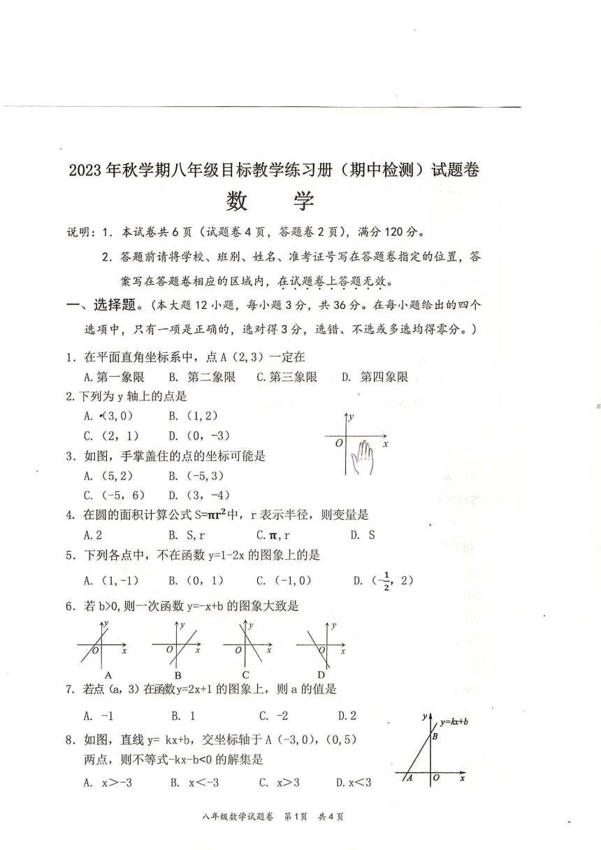 广西壮族自治区梧州市苍梧县2023-2024学年八年级上学期11月期中数学试题(图片版含答案)