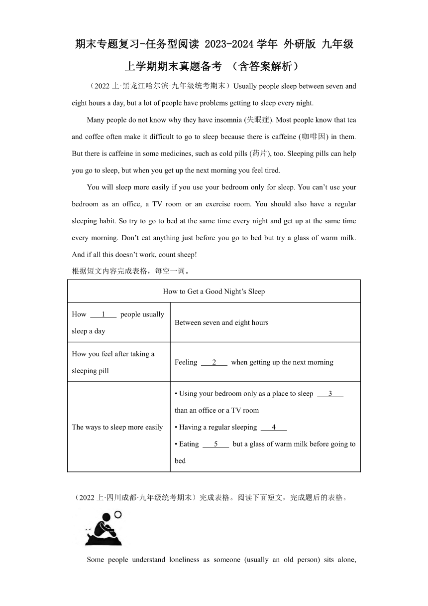 期末专题复习-任务型阅读 2023-2024学年外研版九年级上学期期末真题备考（含解析）