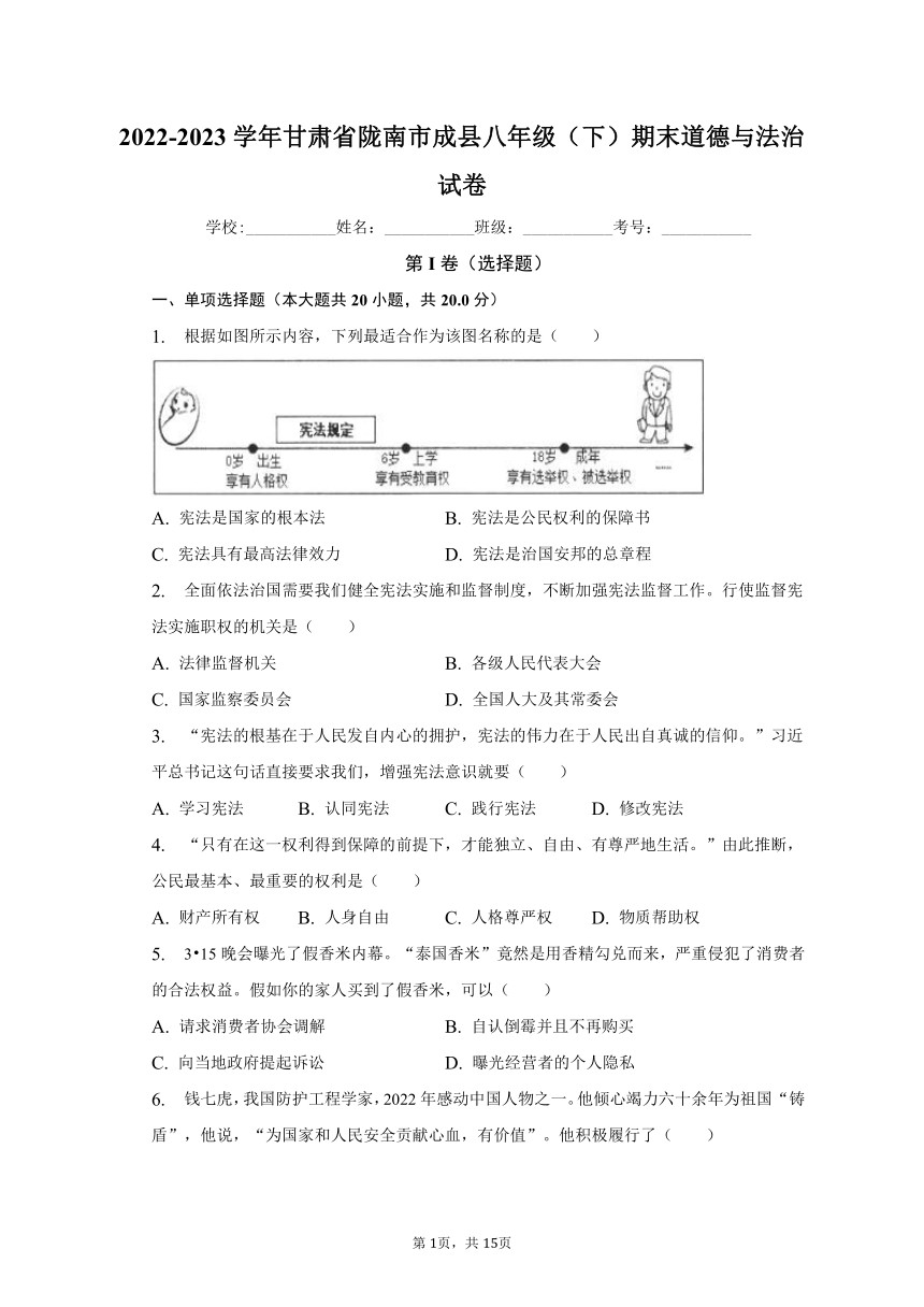 2022-2023学年甘肃省陇南市成县八年级（下）期末道德与法治试卷（含解析）