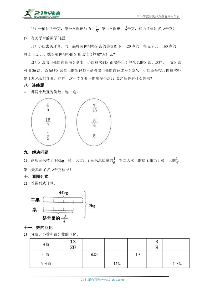 人教版数学六年级上册综合复习题（含答案）