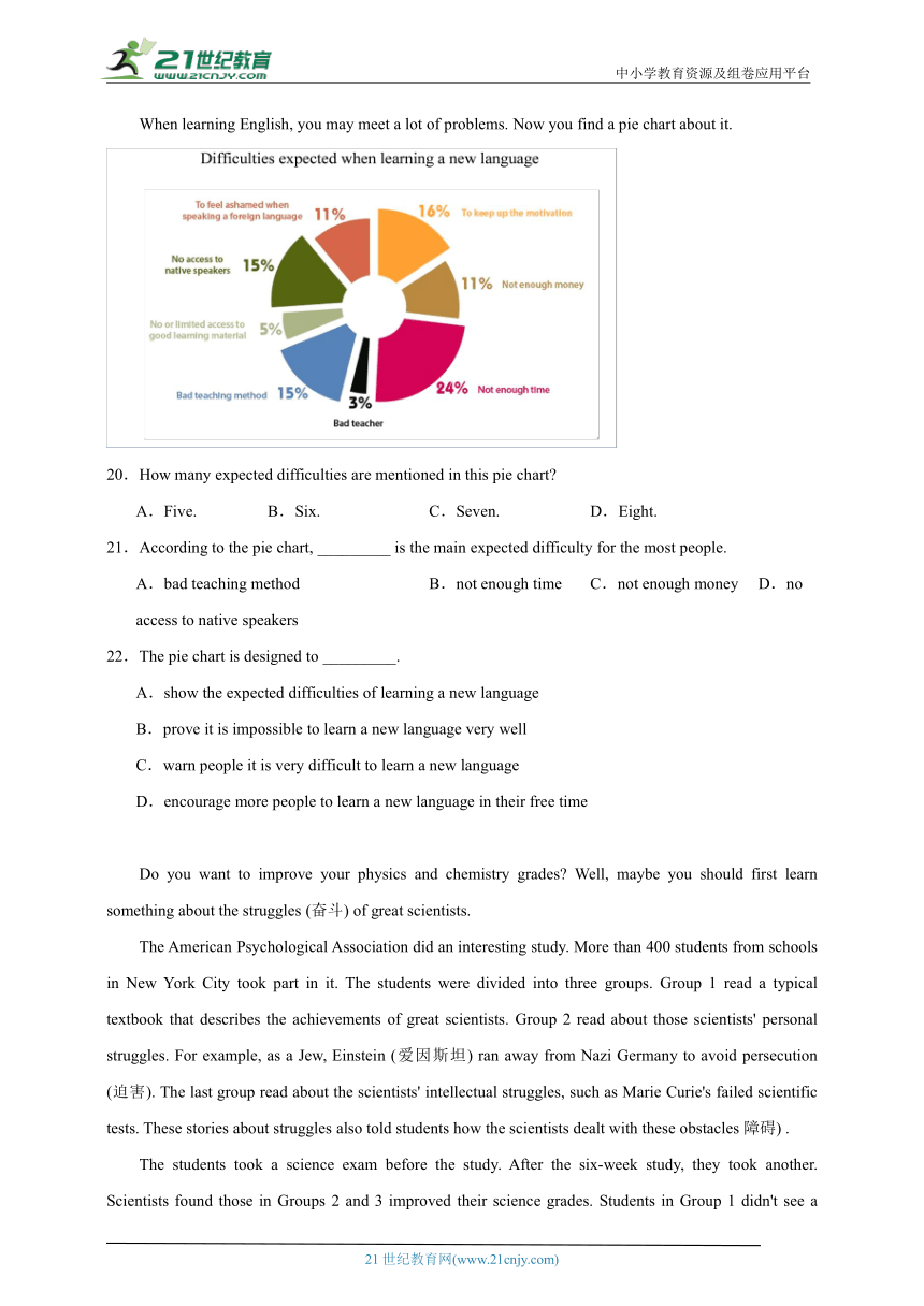 Unit 1 How can we become good learners 阅读理解 专练（含解析）人教新目标(Go for it)版 英语九年级上册