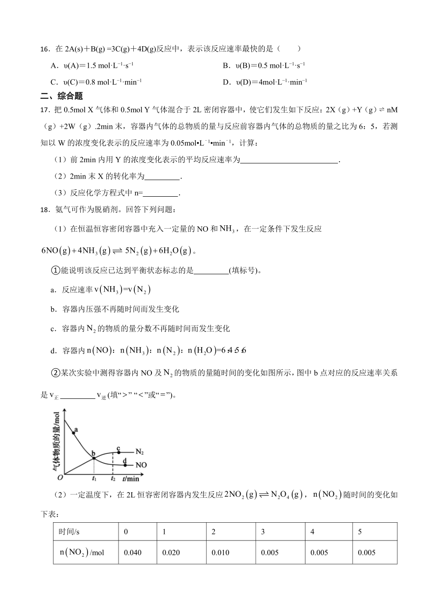 第2章 化学反应的方向、限度与速率 （含解析）同步练习2023-2024学年上学期高二化学鲁科版（2019）选择性必修1