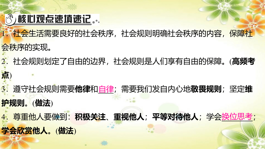 甘肃专用2024年中考道德与法治课件(共87张PPT)：八年级上册第二单元遵守社会规则