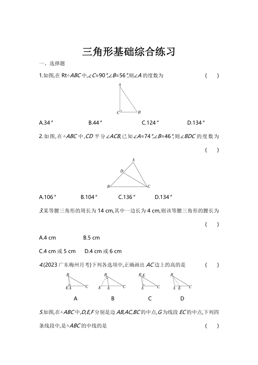 第11章 三角形基 础综合练习 （无答案） 人教版八年级数学上册