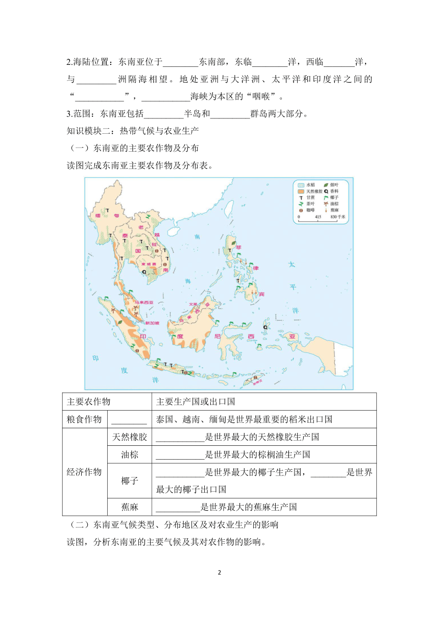 7.2 东南亚 学案（含解析）初中地理人教版七年级下册