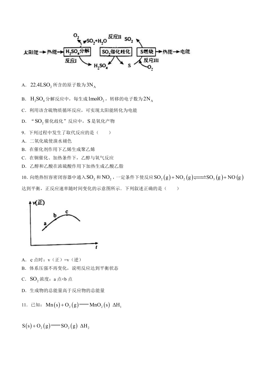 湖南省长沙市开福区2023-2024学年高二上学期入学考试化学试题（含答案）