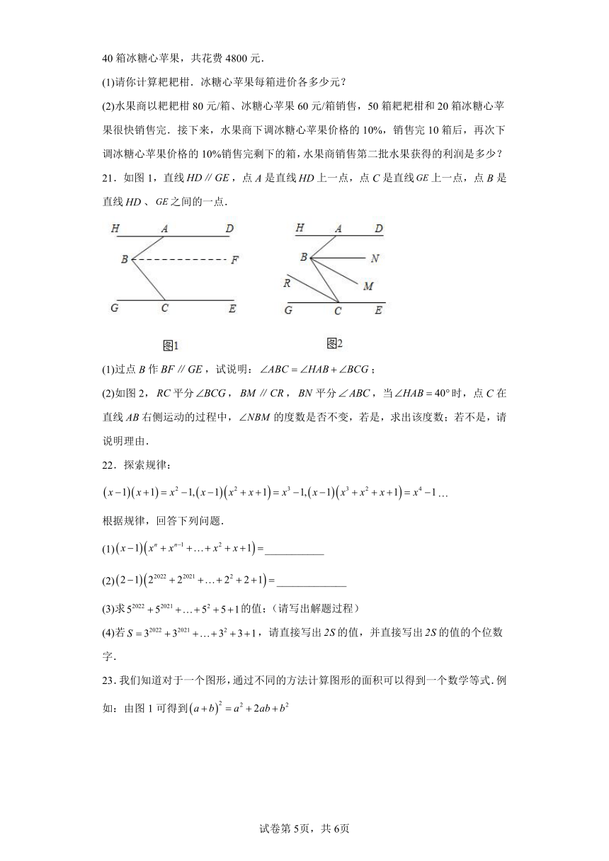 期中押题重难点检测卷（提高卷）（含解析）七年级数学下册浙教版