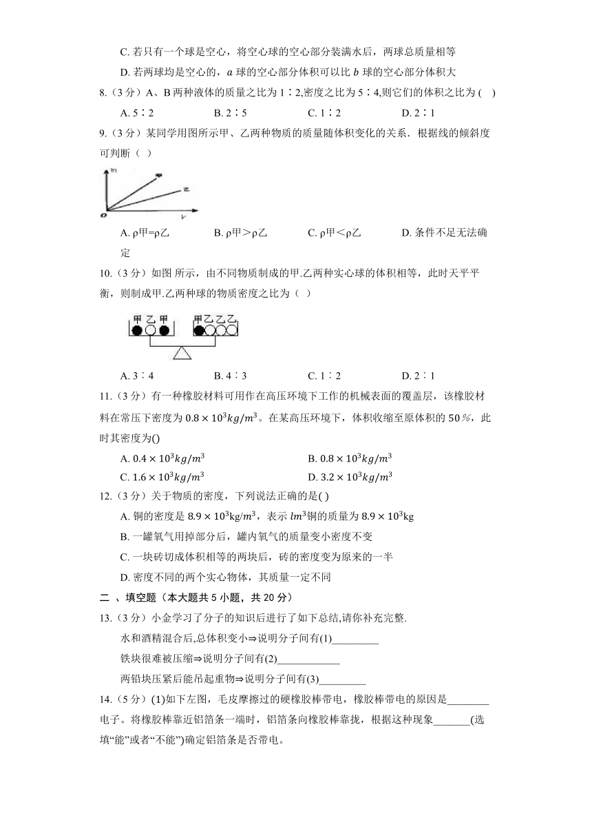 初中物理沪教版九年级上册《6.1 密度》同步练习（含解析）