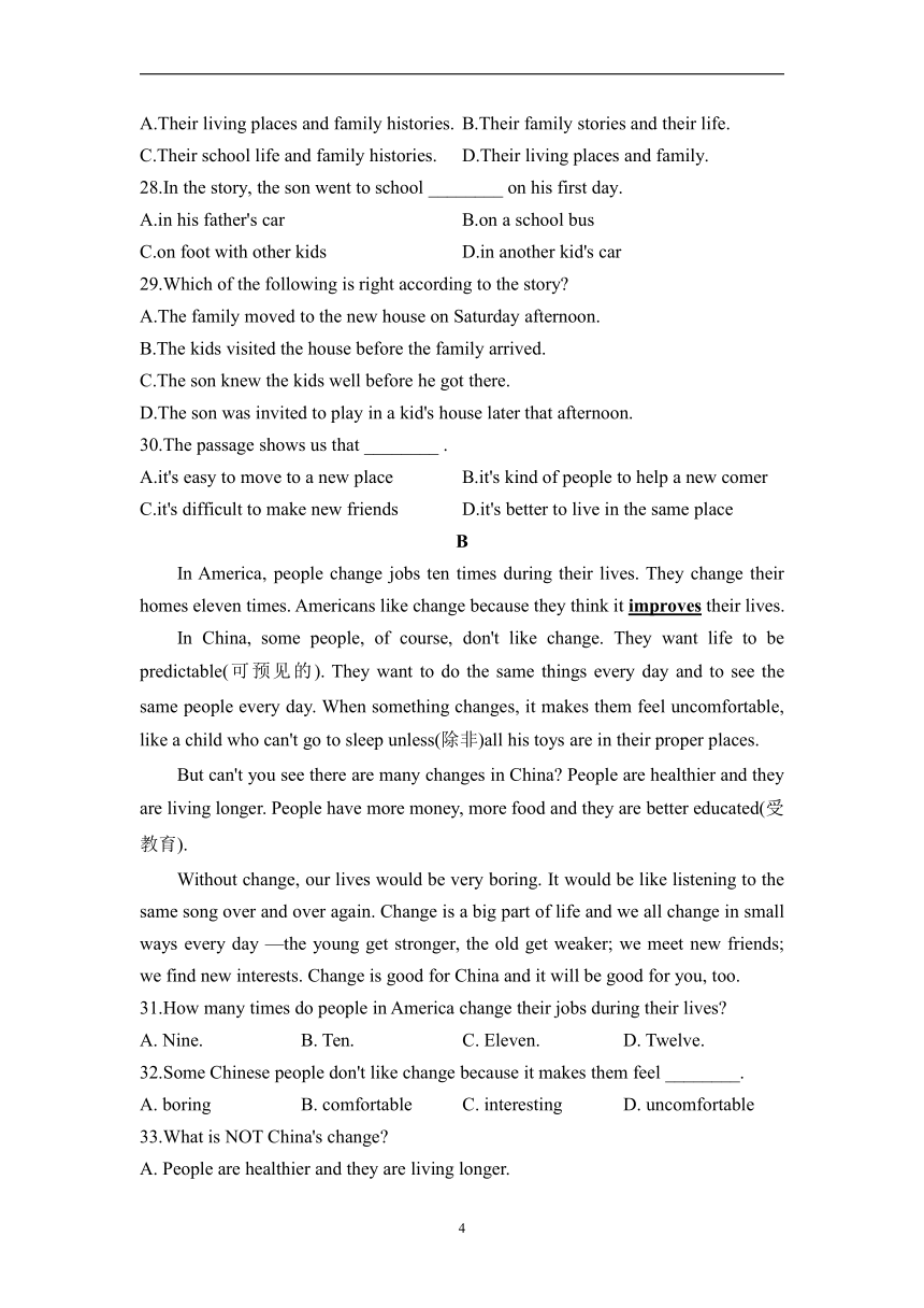 初中英语外研版八年级下册 Module 9 Unit 3 Language in use（练习）（含解析）