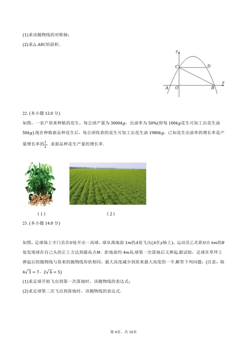 2023-2024学年安徽省淮南市西部地区九年级（上）第一次综合设计数学试卷（含解析）