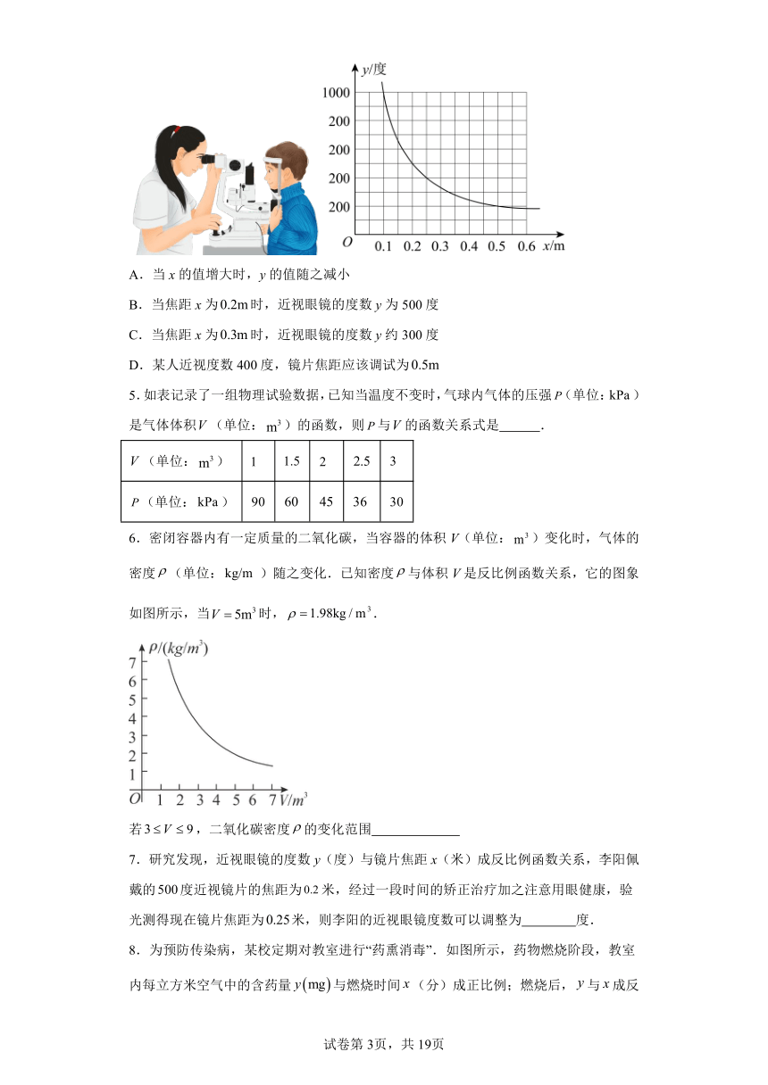 6.3反比例函数的应用 同步讲义（含解析）八年级数学下册浙教版
