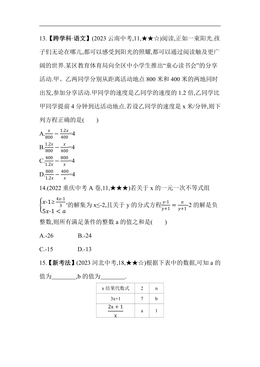 北师大版数学八年级下册5.4 分式方程 素养提升练习（含解析）