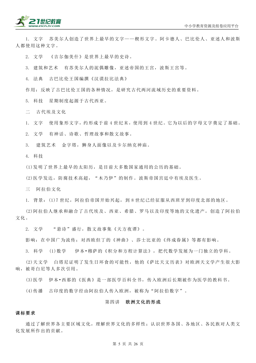 选择性必修三《文化交流与传播》全册【知识提纲】