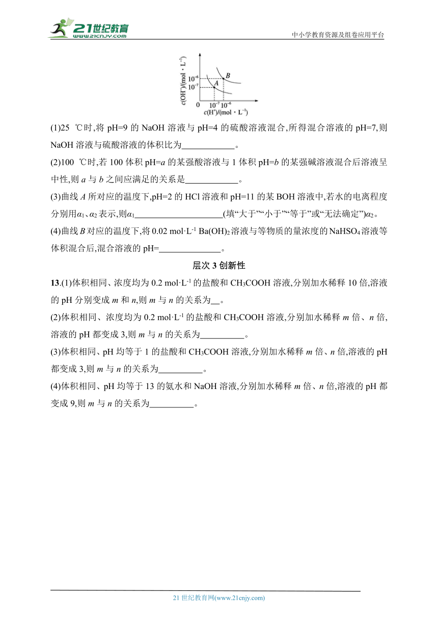 2025人教版新教材化学高考第一轮基础练--第40讲　水的电离和溶液的pH（含答案）