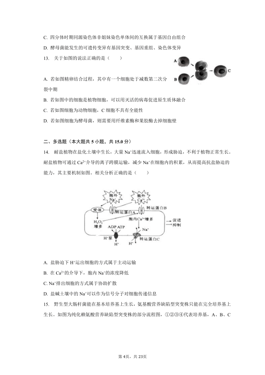 2023-2024学年河北省张家口市新时代NT教育高三（上）开学生物试卷（含解析）