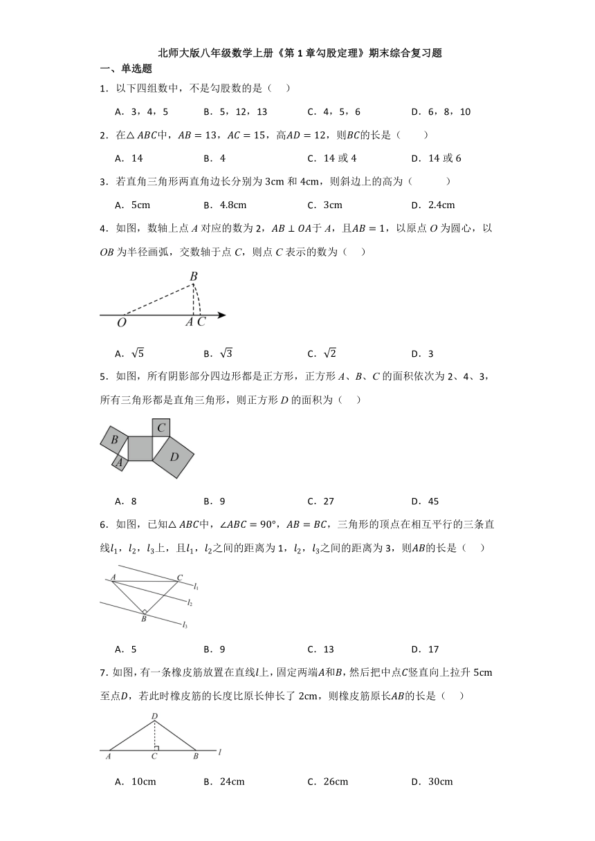 第1章勾股定理 期末综合复习题（含答案） 北师大版八年级数学上册