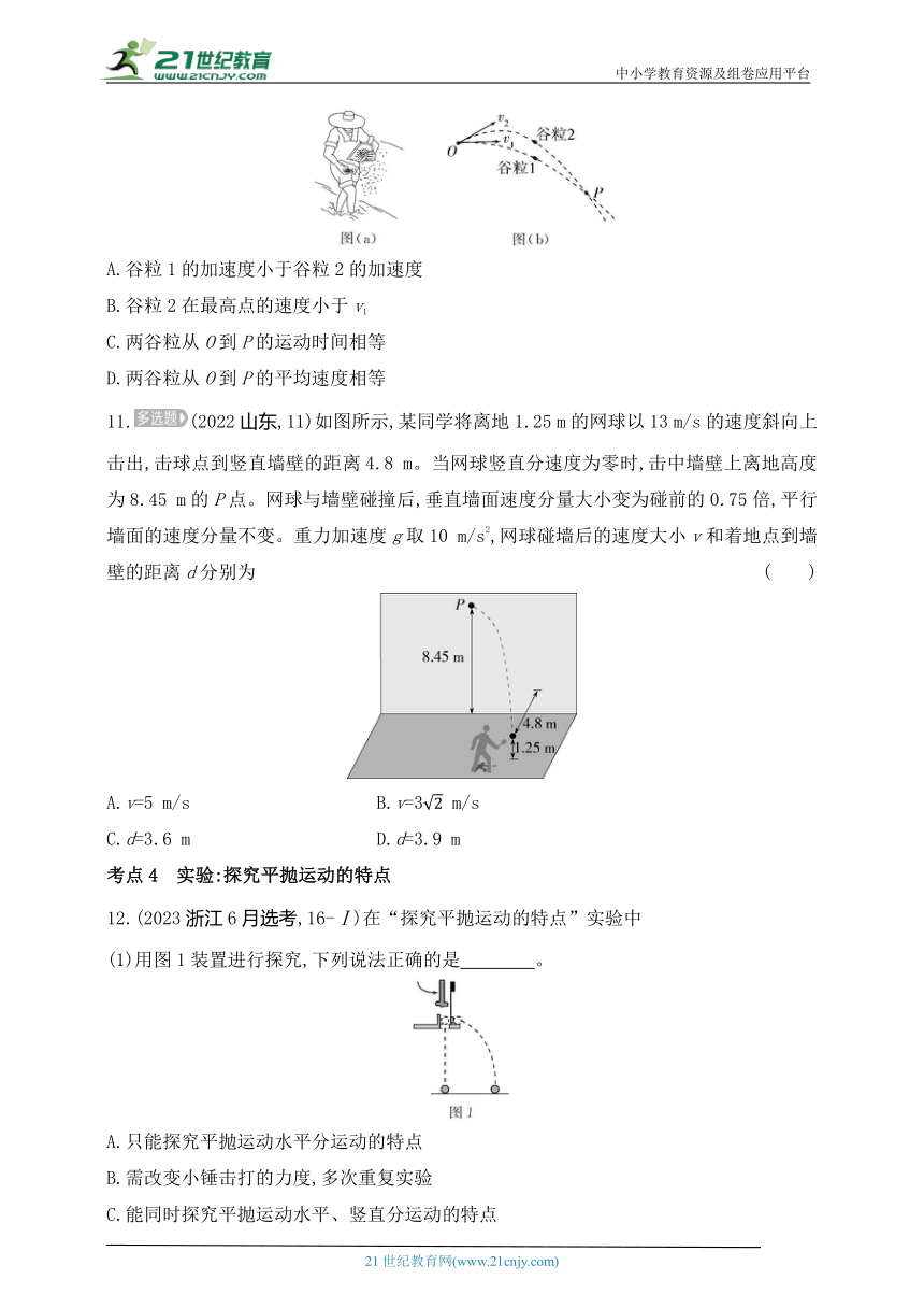 2024人教版高中物理必修第二册同步练习题--第五章　抛体运动拔高练（有解析）
